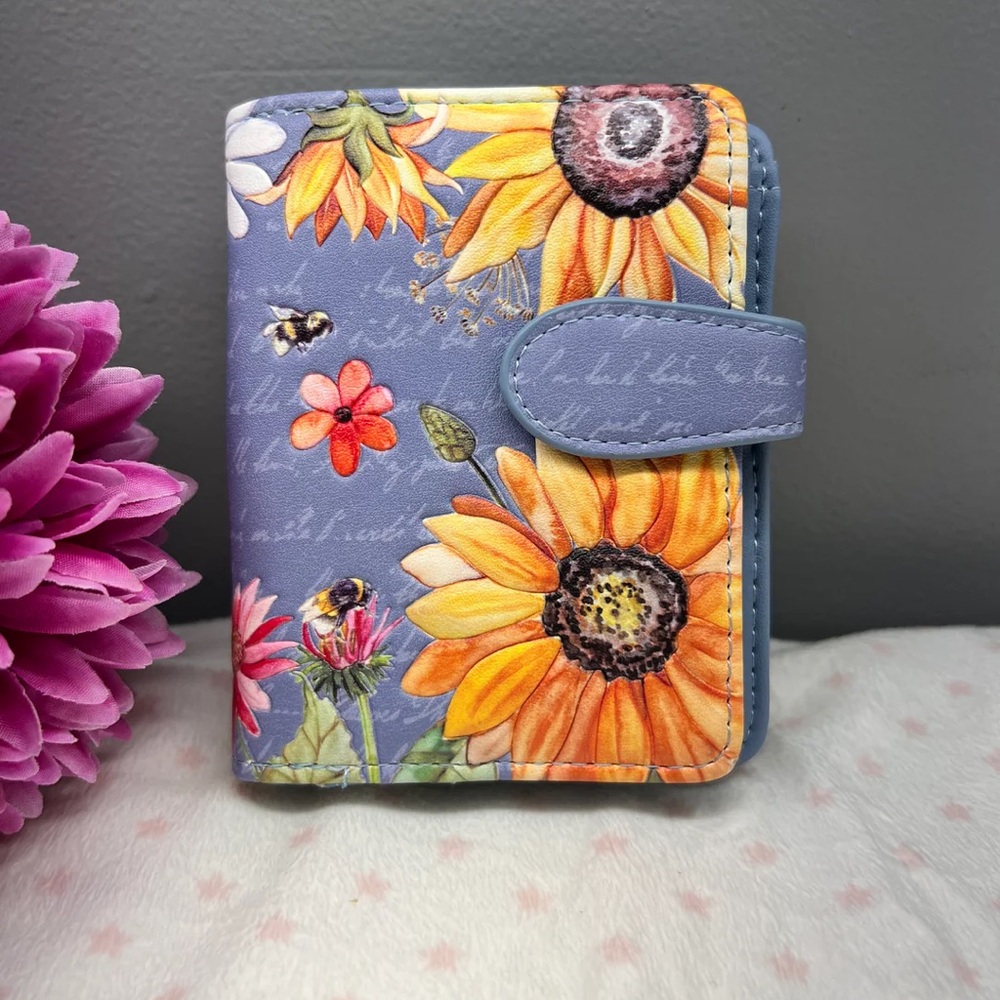Woman’s Wallet Small : Sunflowers Blue